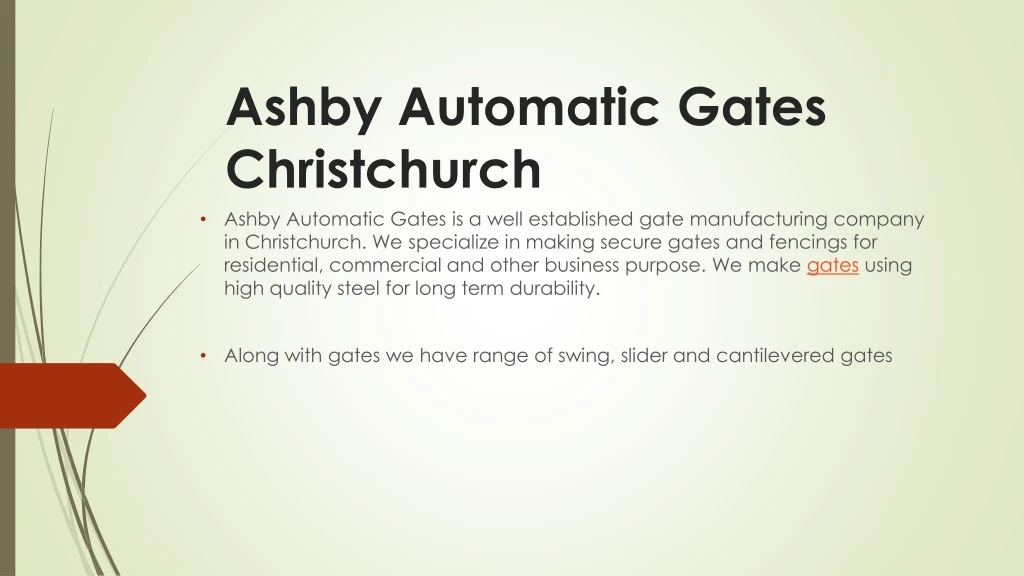 ashby automatic gates christchurch