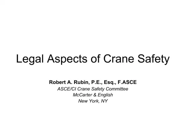 Legal Aspects of Crane Safety