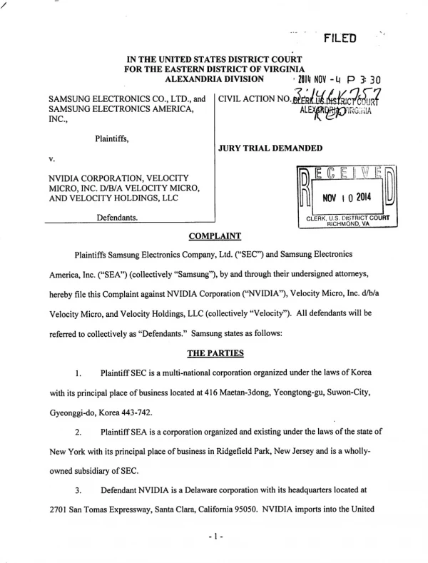 Samsung's Lawsuit Against NVIDIA in 2014