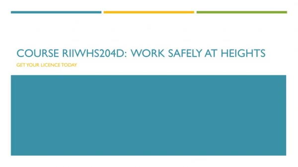 Course RIIWHS204D: Work Safely At Heights