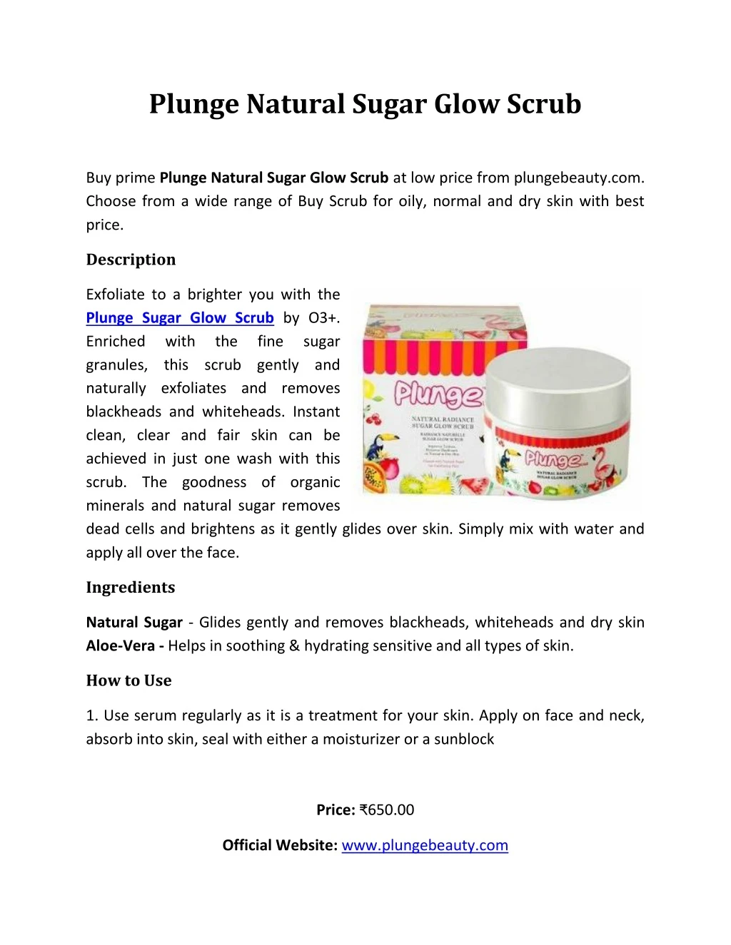 plunge natural sugar glow scrub