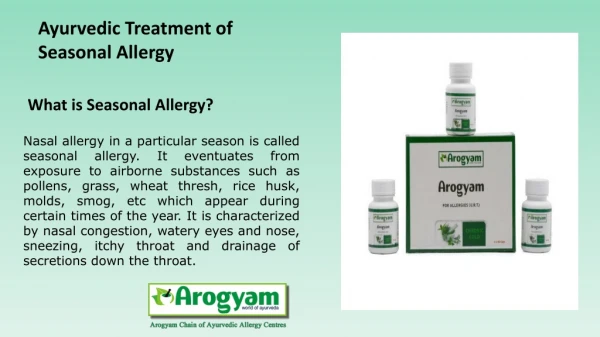 Ayurvedic Treatment of Seasonal Allergy
