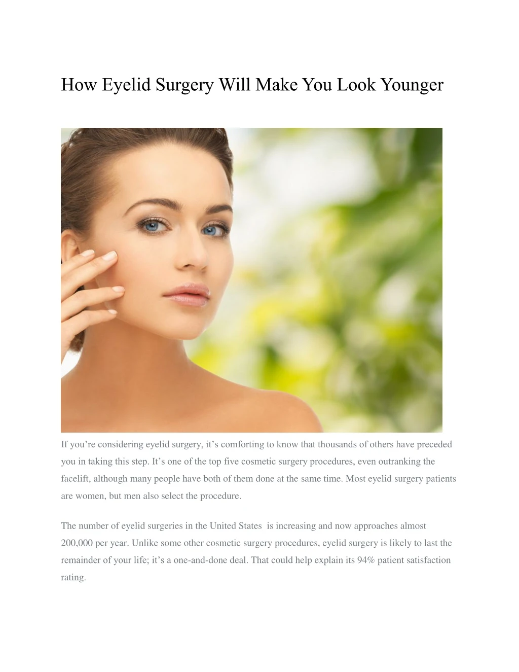 how eyelid surgery will make you look younger