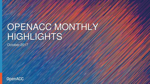 OpenACC Month Highlights- October