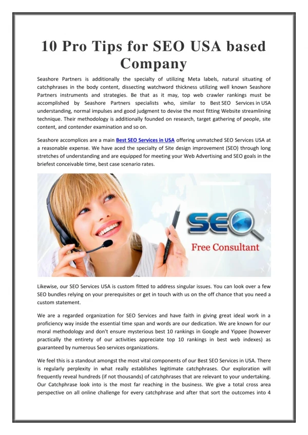 10 Pro Tips for SEO USA based Company