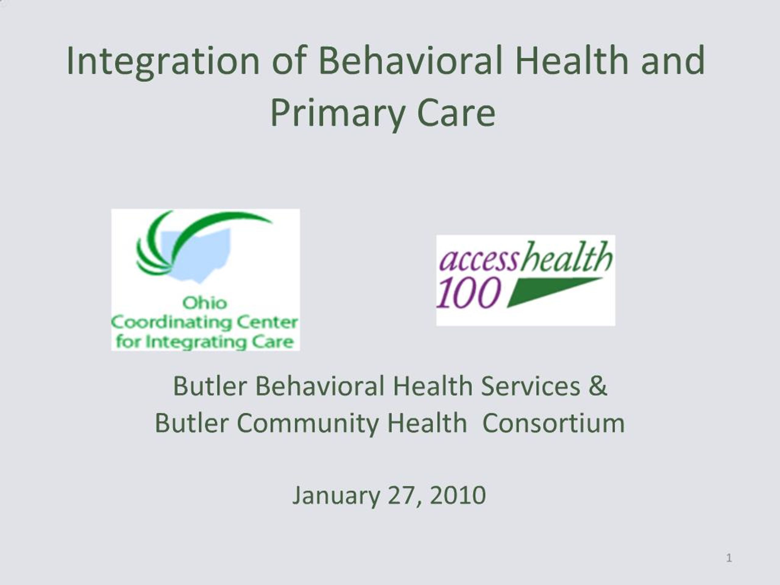 PPT - Integration of Behavioral Health and Primary Care PowerPoint ...