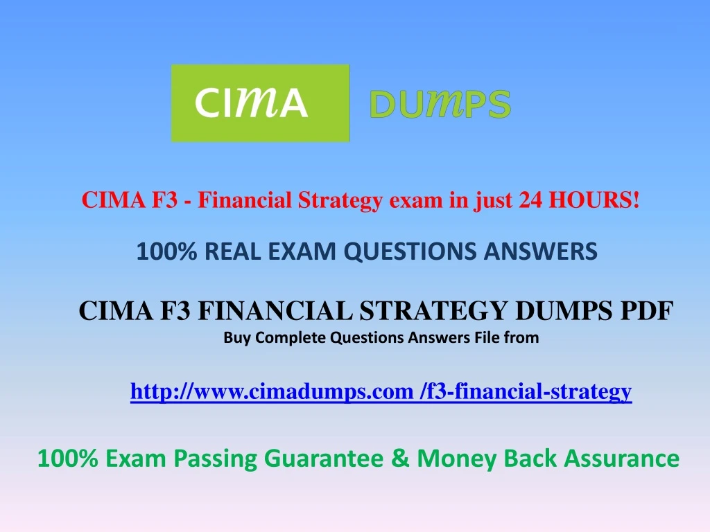cima f3 financial strategy exam in just 24 hours