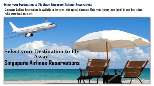 Select your Destination to Fly Away Singapore Airlines Reservations