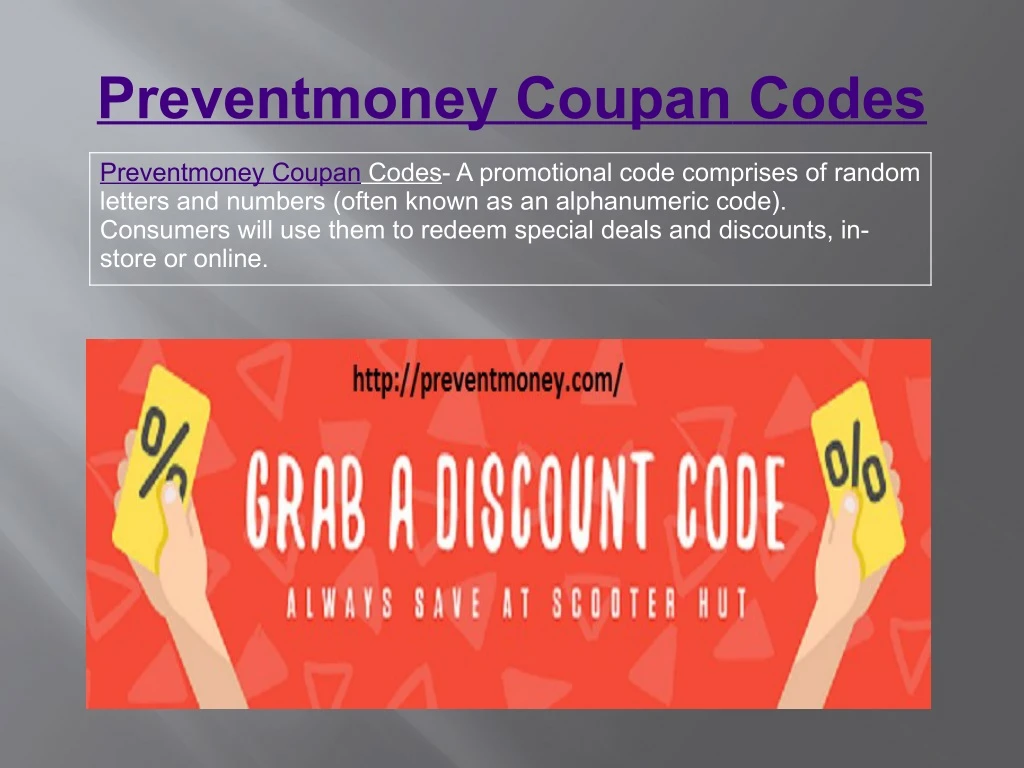 preventmoney coupan codes