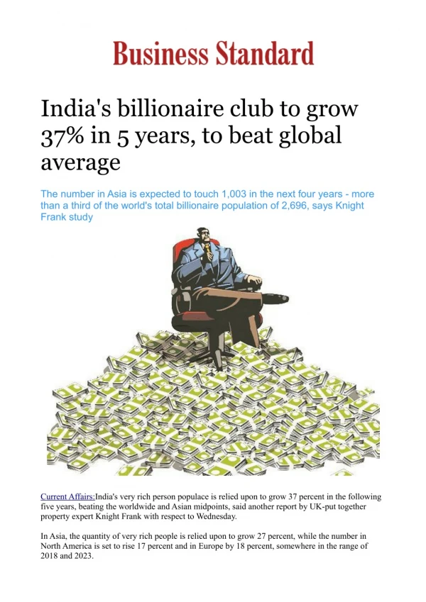 India's billionaire club to grow 37% in 5 years, to beat global average