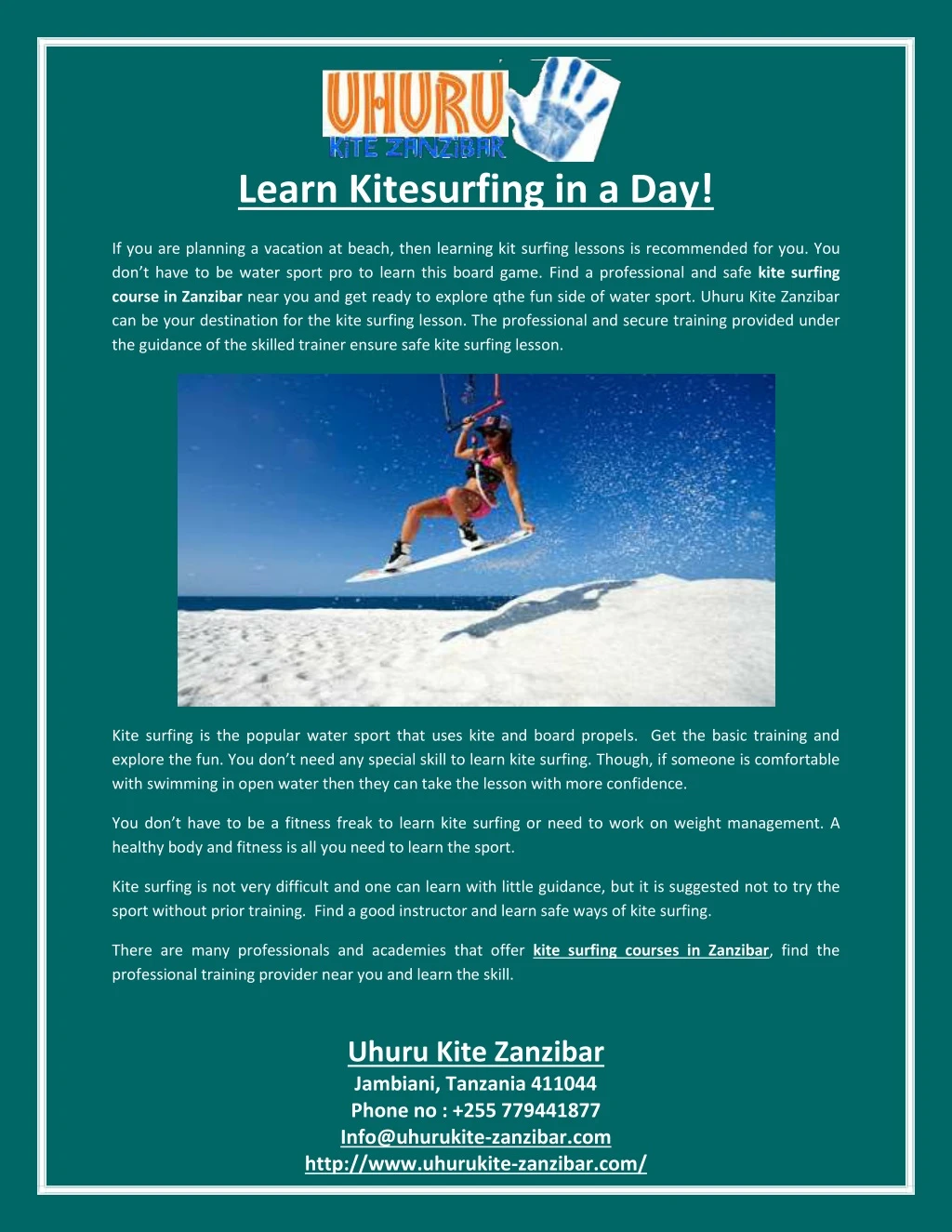 learn kitesurfing in a day