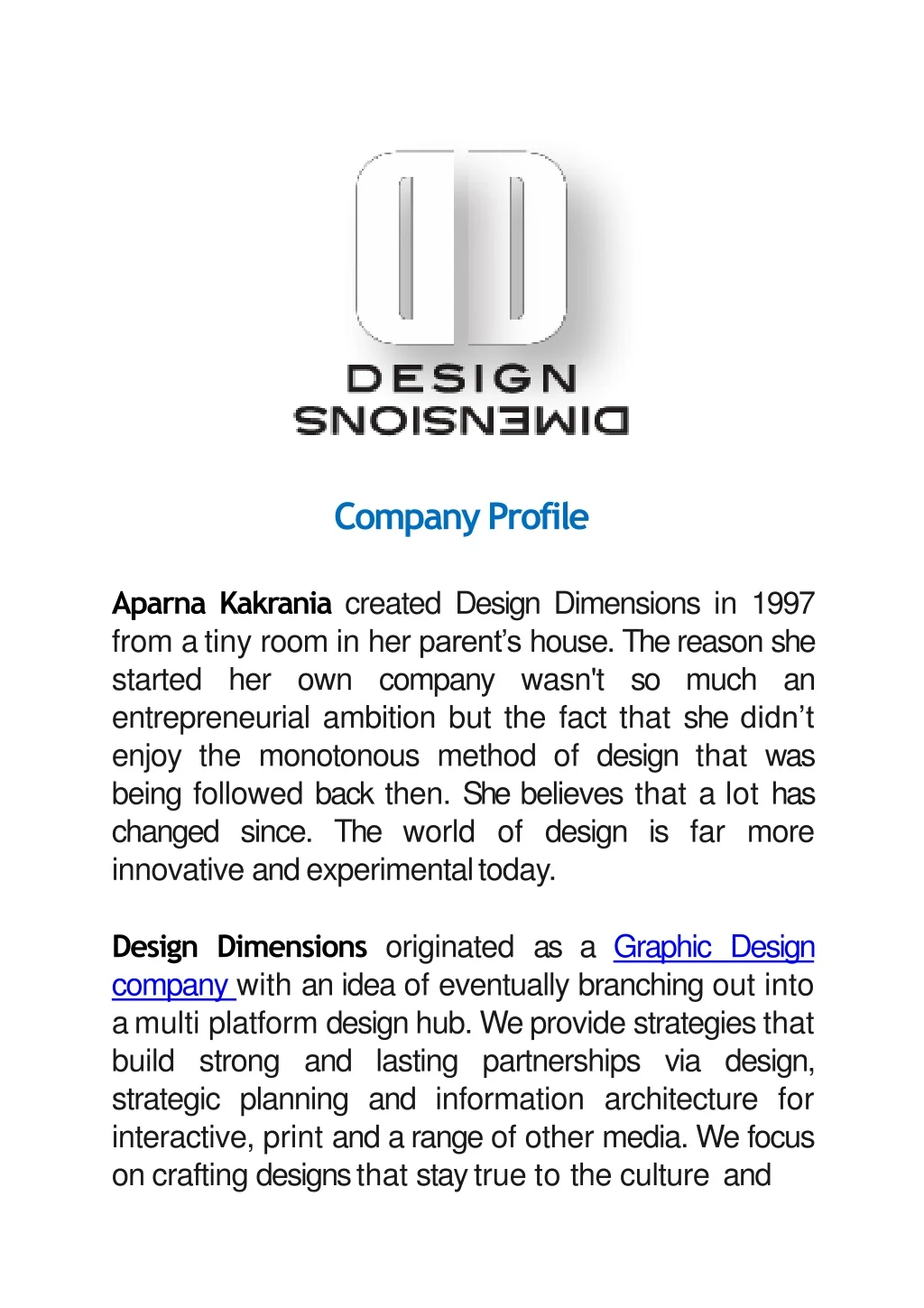 company profile aparna kakrania created design