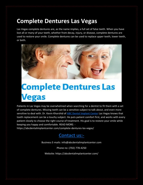 COMPLETE DENTURES LAS VEGAS