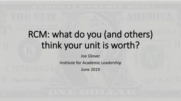 RCM: what do you (and others) think your unit is worth?