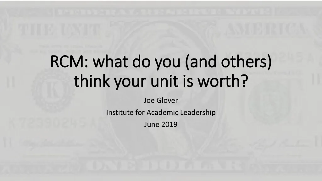 rcm what do you and others think your unit is worth