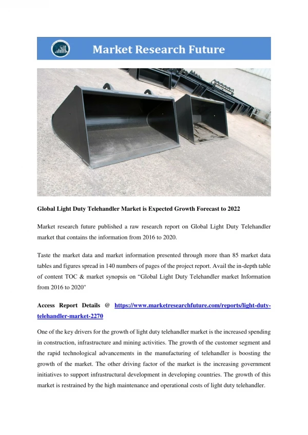 Light Duty Telehandler Market Research Report - Forecast to 2022