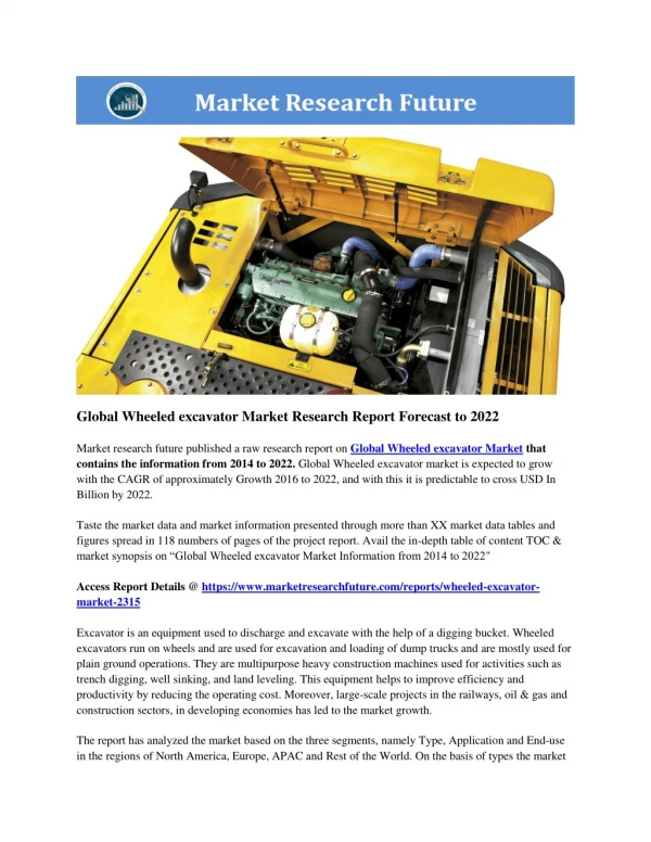 Wheeled Excavator Market Research Report - Forecast to 2022
