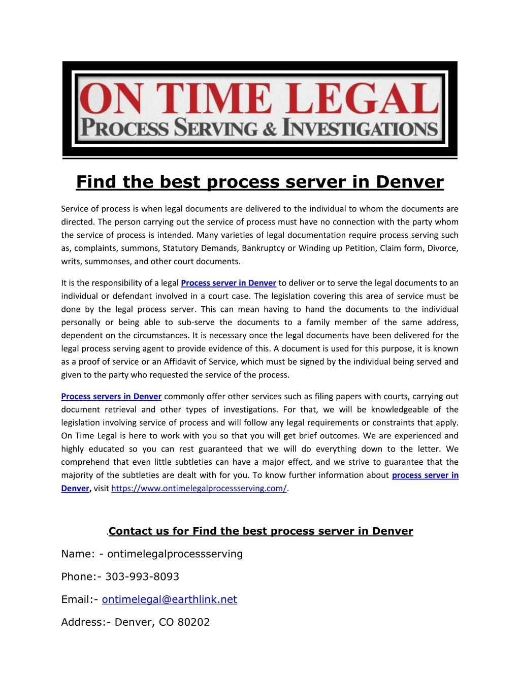 find the best process server in denver