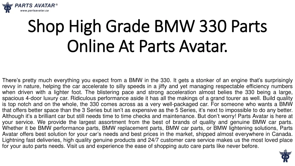 shop high grade bmw 330 parts online at parts avatar