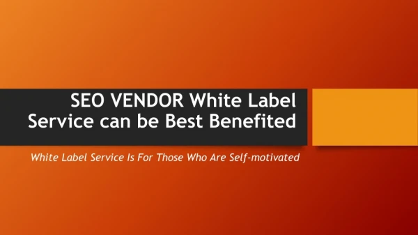 SEO VENDOR White Label Service can be Best Benefited