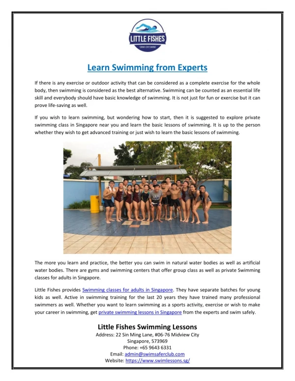 Learn Swimming from Experts