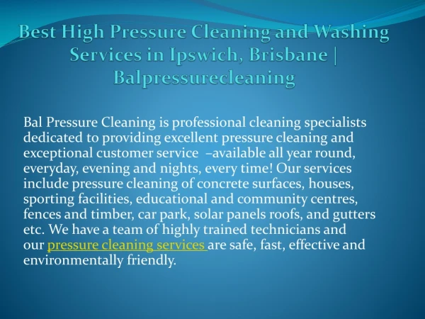 High Pressure Cleaning and Washing Ipswich, Brisbane