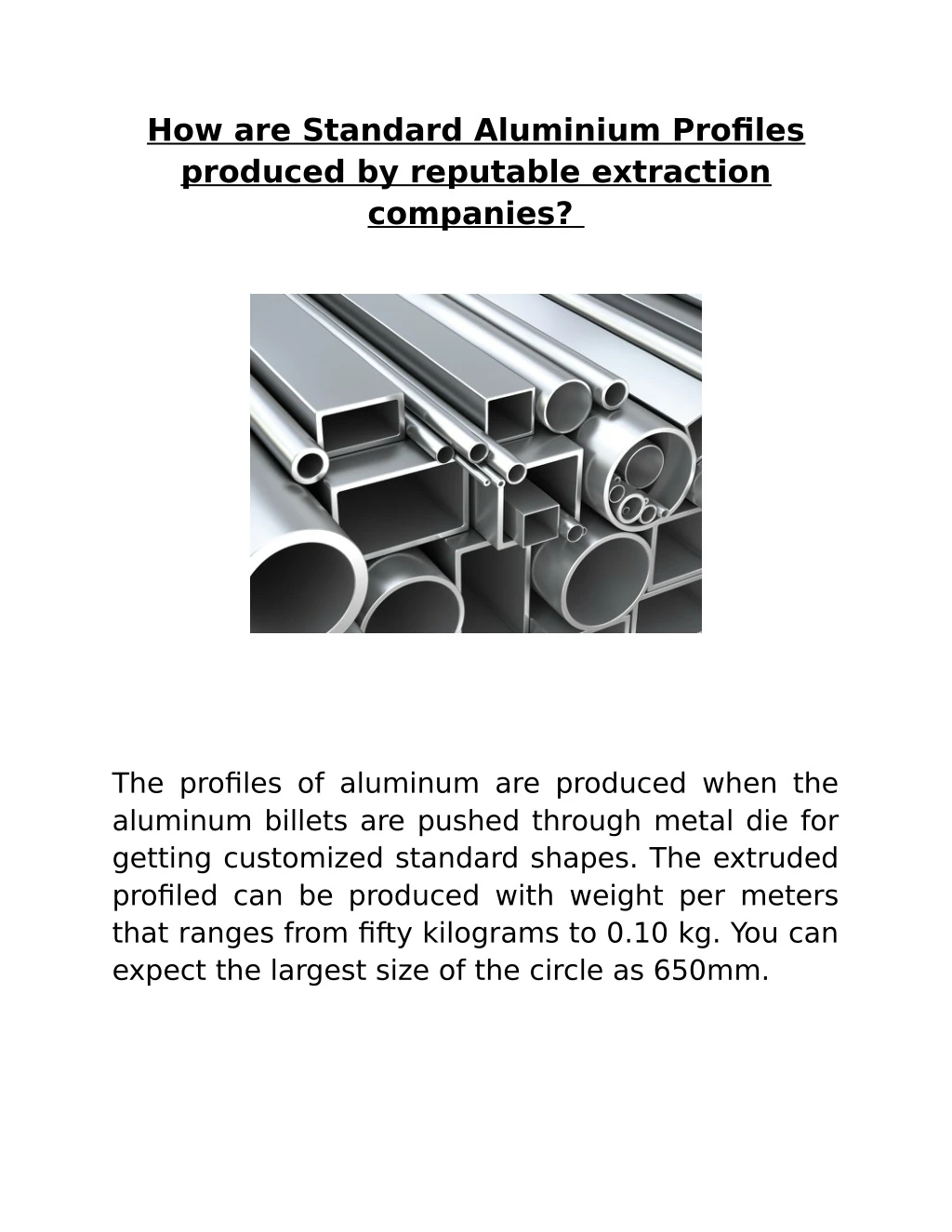 how are standard aluminium profiles produced