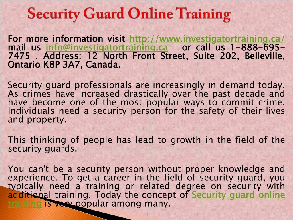 PPT - Security Guard Online Training PowerPoint Presentation, Free ...