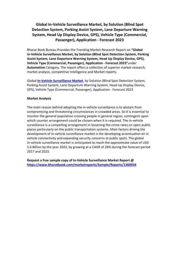Global In-Vehicle Surveillance Market Report-2023
