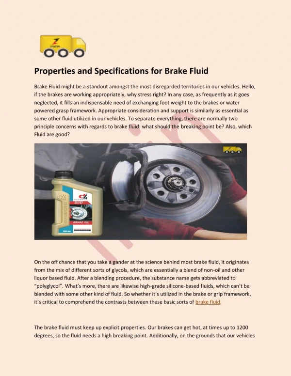 Properties and Specifications for Brake Fluid