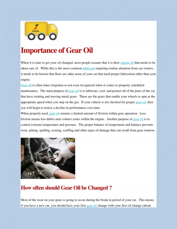 Importance of Gear Oil