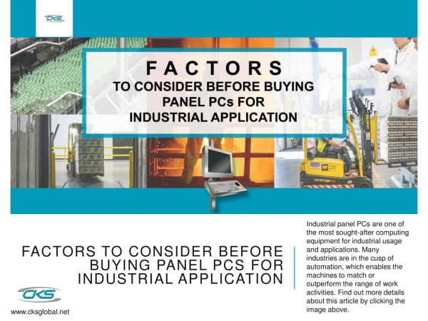 Factors to Consider Before Buying Panel PCs for Industrial Application