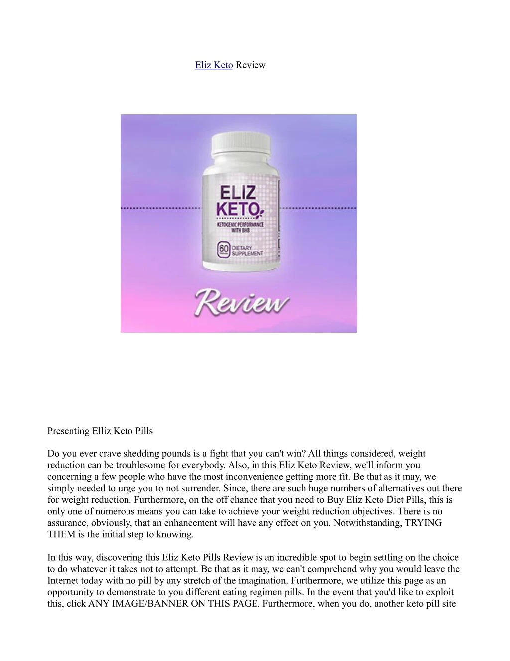 eliz keto review