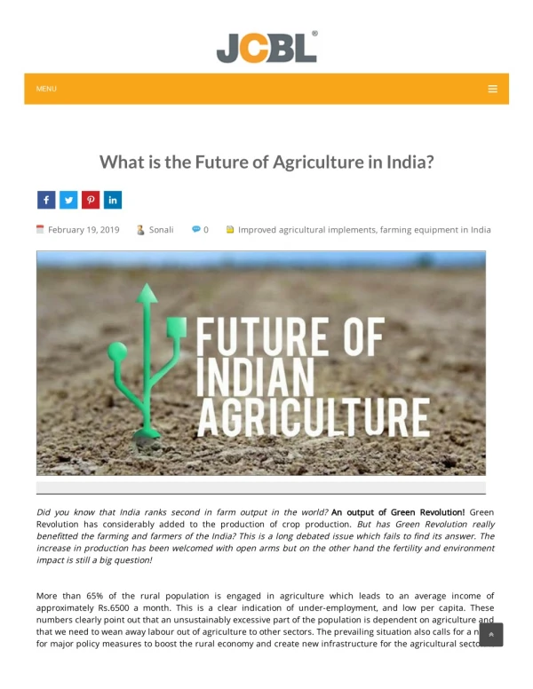 Future of Agriculture in India
