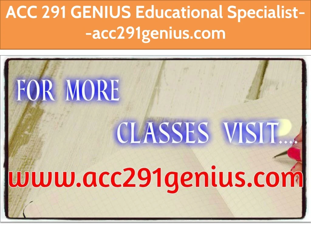 acc 291 genius educational specialist