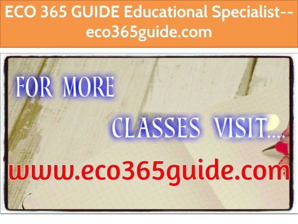 ECO 365 GUIDE Educational Specialist--eco365guide.com