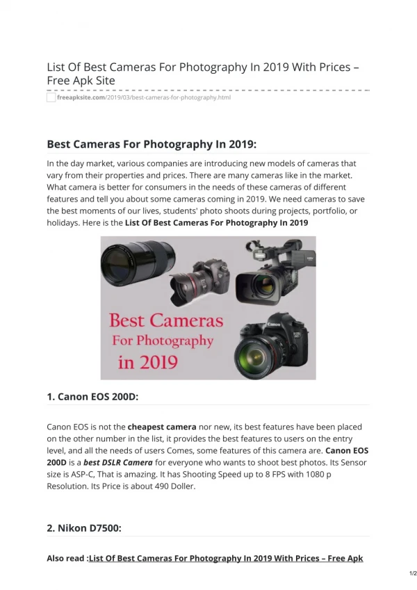 List Of Best Cameras For Photography In 2019 With Prices Free Apk Site