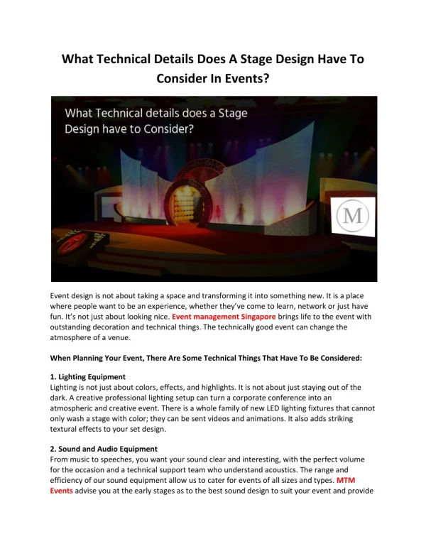 What Technical Details Does a Stage Design have to Consider in Events?