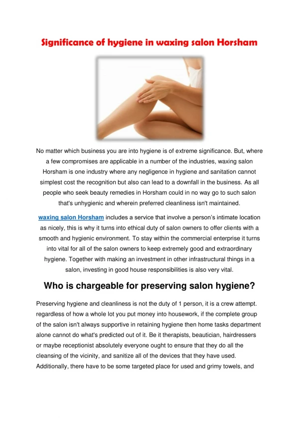 Significance of hygiene in waxing salon Horsham