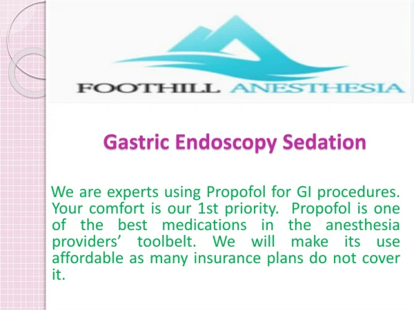 Gastric Endoscopy Sedation