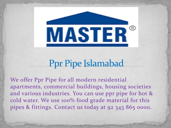 Ppr Pipe Islamabad