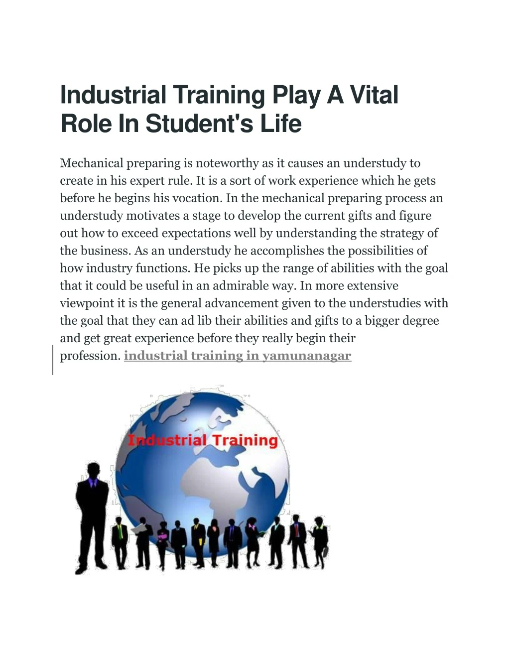 industrial training play a vital role in student
