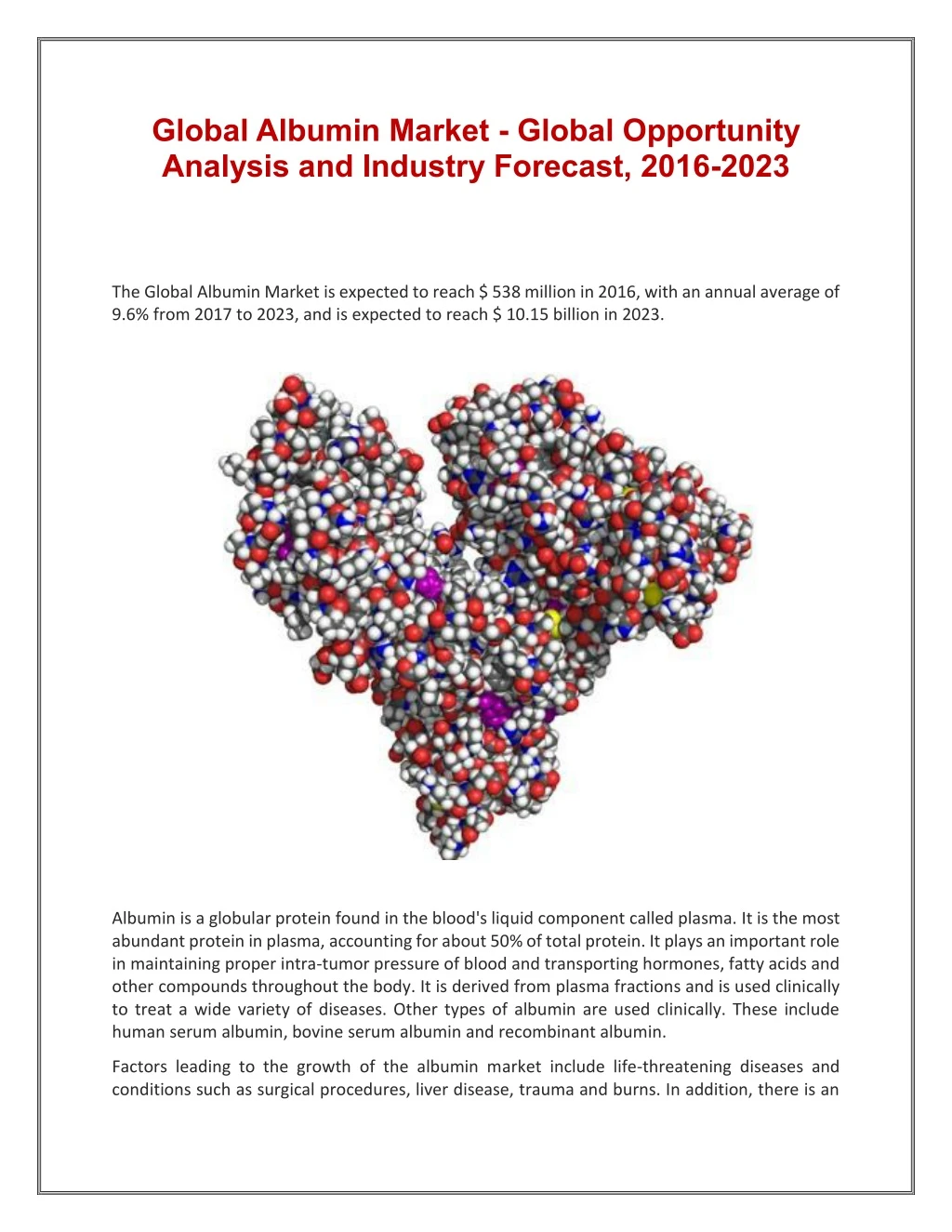 global albumin market global opportunity analysis