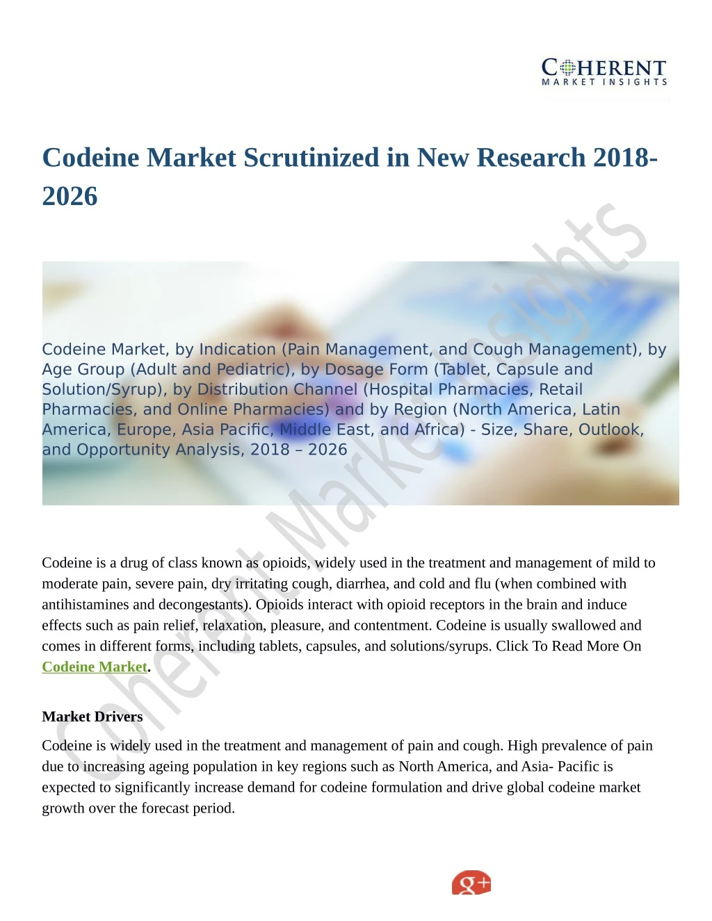 codeine market scrutinized in new research 2018