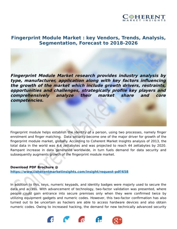 Fingerprint Module Market : key Vendors, Trends, Analysis, Segmentation, Forecast to 2018-2026