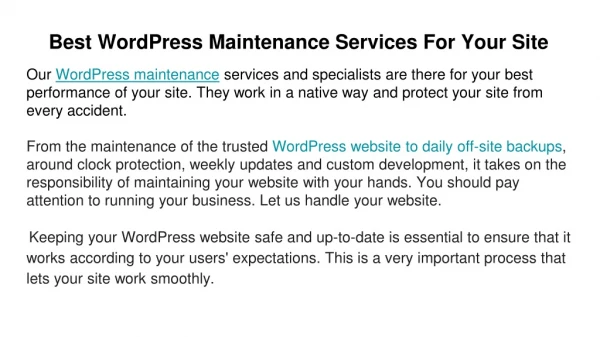 Best sites of WordPress Maintenance