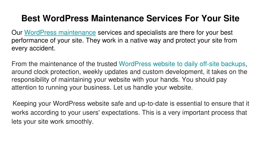best wordpress maintenance services for your site