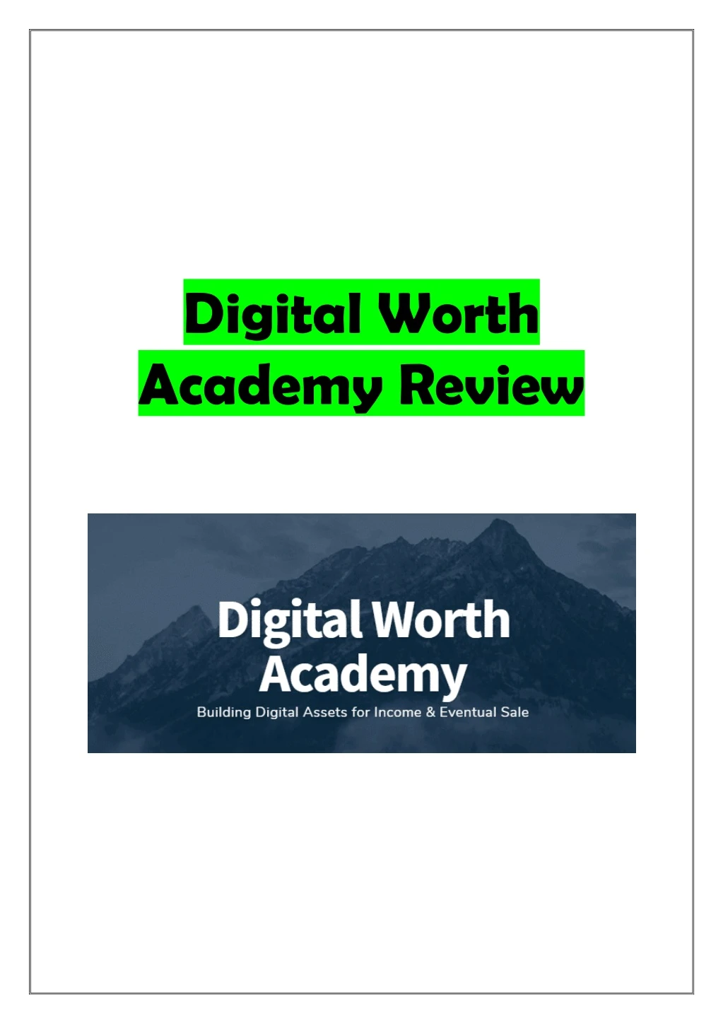 digital worth academy review
