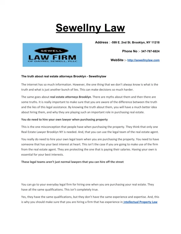 The truth about real estate attorneys Brooklyn - Sewellnylaw