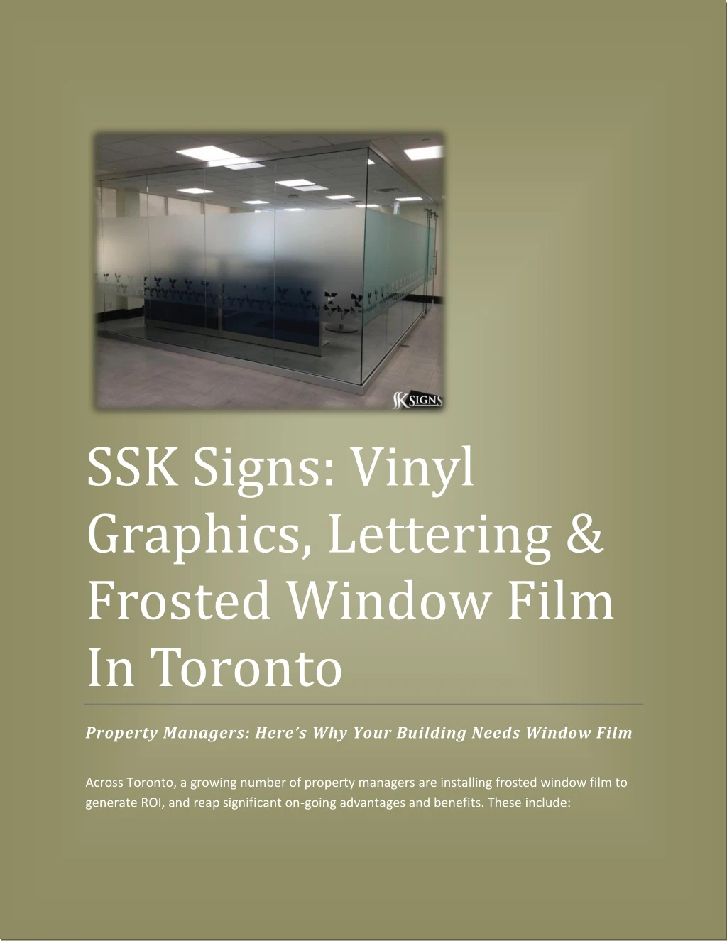ssk signs vinyl graphics lettering frosted window